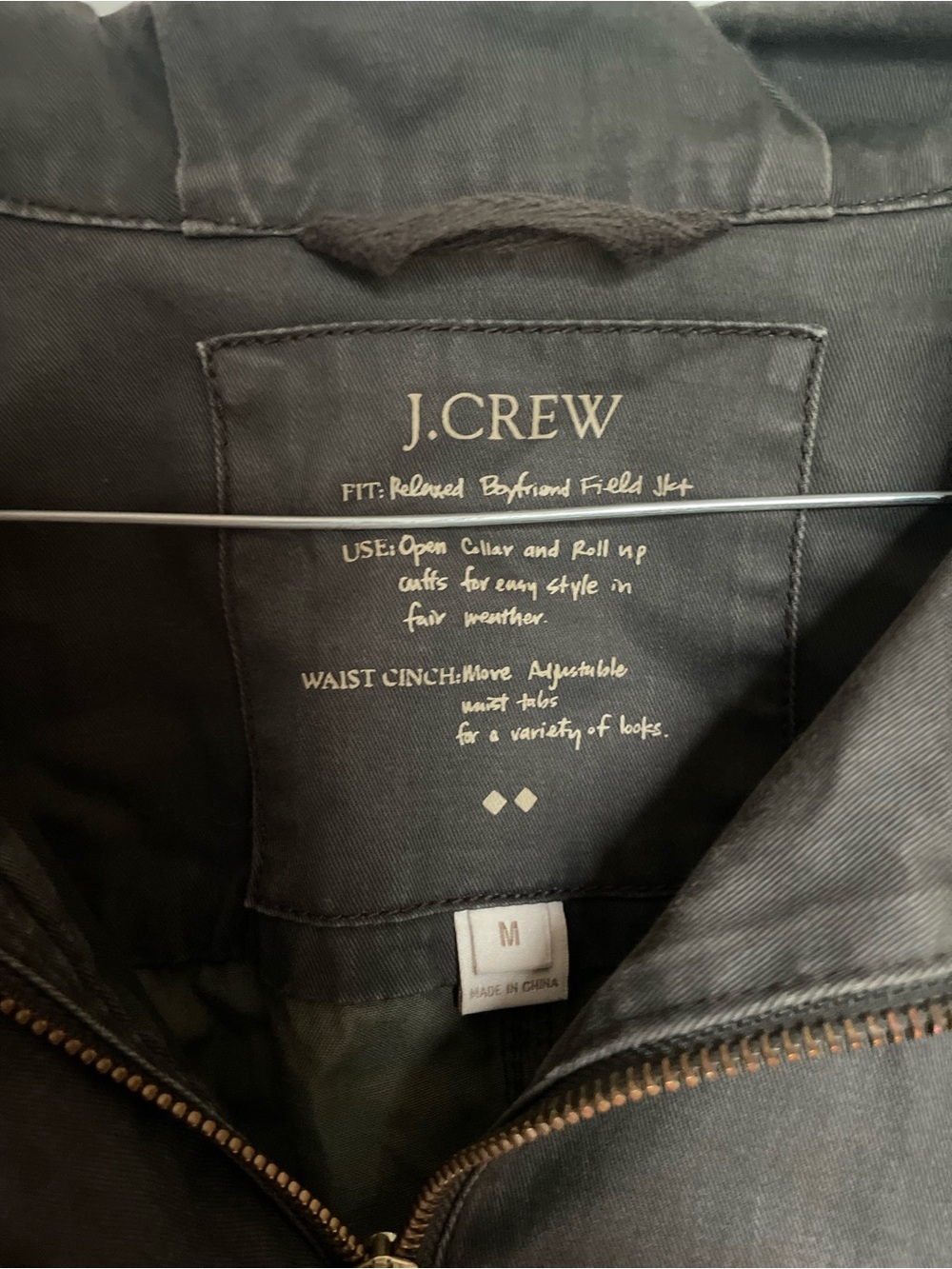 J. Crew Dark Olive Utility Field Jacket with Brass Hardware Sz Medium - Picture 2 of 6